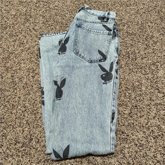 PLAYBOY Women's Denim Jeans with Black Logo - Picture 1 of 2